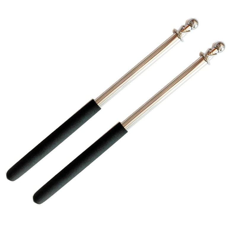 luzen 2Pcs Stainless Steel Telescopic Handheld Flagpoles Teaching Pole Pointer Stick Portable Handheld Tour Guide Banner Flag Poles for Tour Guides and Teachers, 1.2 Metrer (Black)