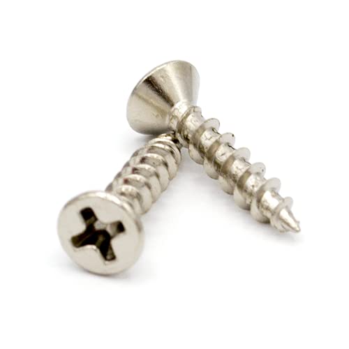 Yellowbird #6 x 3/4" European Concealed Hinge Screw - Flat Head Phillips - Nickel Wood - Bit Included - 1000 Ct. 3/4"