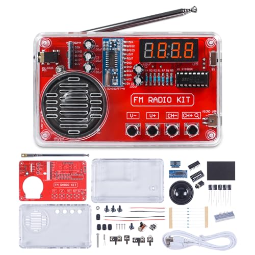 PEMENOL Soldering Practice Kit, DIY FM Radio Soldering Kit with USB Digital Display, Power Failure Storage, Electronic Kits, Soldering Learning Set for Beginners, Adults, Gift Soldering Exercise Set