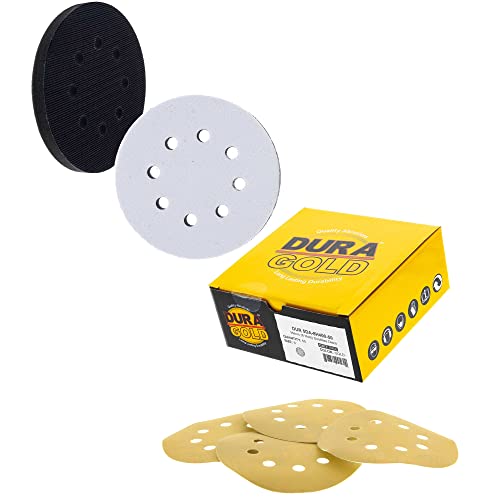 Dura-Gold 400 Grit 5" Sandpaper Discs, 8 Hole Pattern & Soft Density Interface Pads
