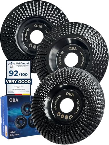OBA Wood Carving Disc Set 3 PCS 4-1/2" Wood Grinding Wheel Sets with 5/8" Arbor for Angle Grinder Grinding and Polishing 3 Pcs set - 4.5 Inch