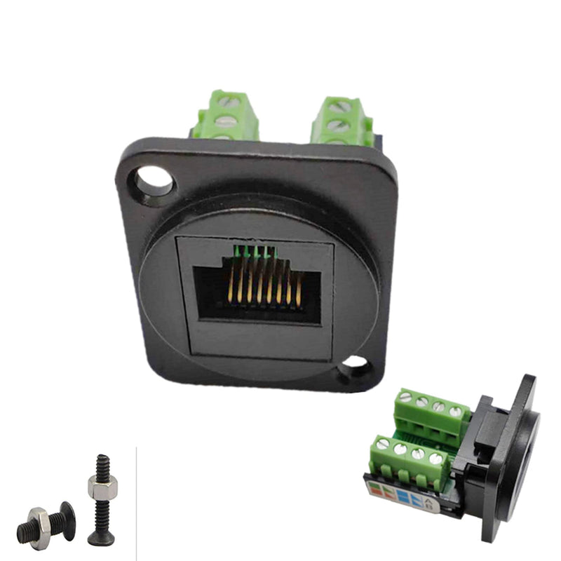 RJ45/8P8C D-Type Panel Mount Ethernet Extender Cat5E Terminal Solderless Network Adapter Keystone Jack Crimping Data Female Connector with Screw