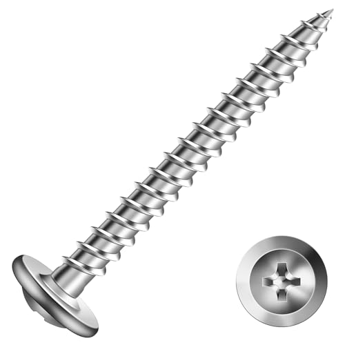 #8 x 1-1/2" Wood Screw 500Pcs 410 Stainless Steel Standard Thread Truss Head Fast Self Tapping by SG TZH #8 x 1-1/2" Silver - Stainless Steel 500