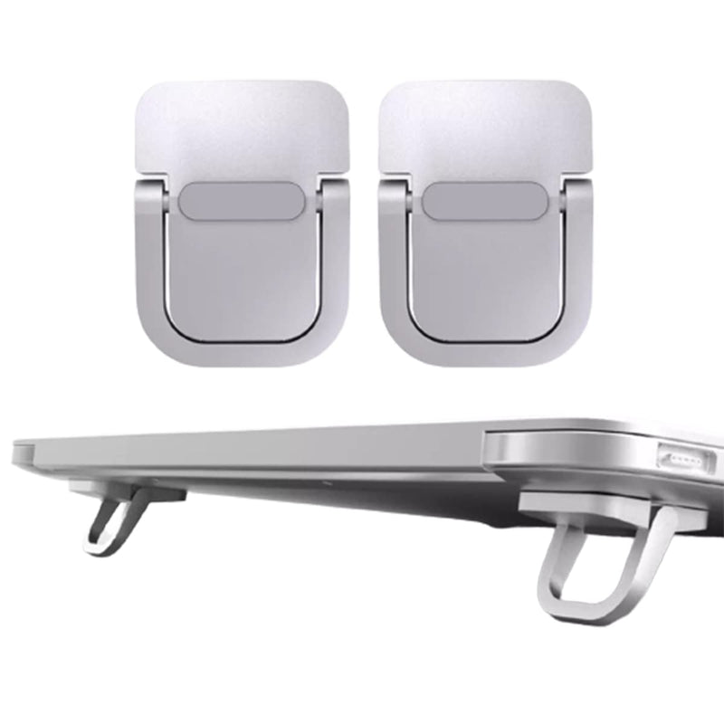 2Pcs Self-Adhesive Keyboard Stand for Desk, Adjustable Laptop Stand Riser Feet, Aluminum Portable Laptop Kickstand Aluminum Stable for MacBook, 10-18" Laptop, iPad(Silver) Silver