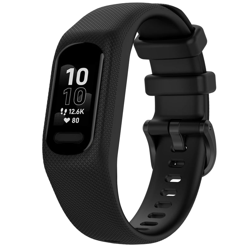 MOTONG Compatible with Garmin Vivosmart 5 Replacement Band - Silicone Replacement Wrist Band Strap Compatible with Garmin Vivosmart 5(Silicone Black)