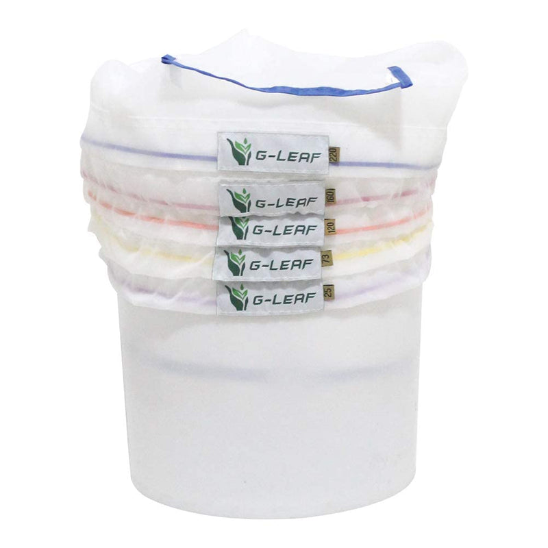 G-LEAF All Mesh Bubble Bag 20L 5 Gallon 5 Bags Herbal Ice Bubble Bags Extraction Essence Plant Bags 25 Micron Pressing Sieve and Storage Bag Kit for Herb Extraction and Production 20L-5 Bags