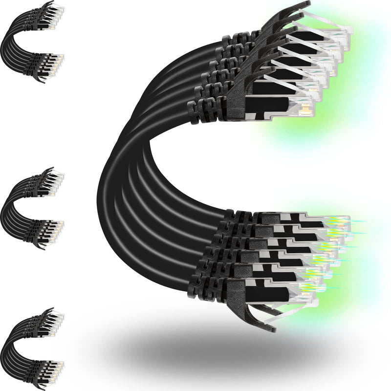 Rapink Patch Cables Cat6 2ft (24 Pack), Ethernet Patch Cable 10G, Cat 6 Patch Cable for Patch Panel to Switch, Flexiable Cat 6 Ethernet Cable with Gold Plated Black 24 Pack