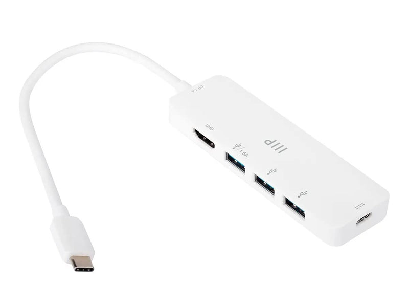 Monoprice 5-in-1 USB-C to 4K HDMI Display Adapter and USB Hub (4K@60Hz) Fast Charge, 100W PD 3.0, 5Gbps, Portable, Plug-n-Play, Compatible with Windows and MacOS Operating Systems, White