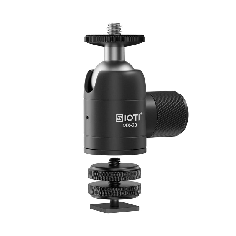 SIOTI Tripod Swivel Mini Ball Head, with a Hot Shoe Mount, Panoramic 360° Vertical Pan 90°, Compatible with Digital Camera/Compact DSLR/Cell Phone/Monopod/Light Stand/Action Camera etc. Mini Ball Head with Hot Shoe
