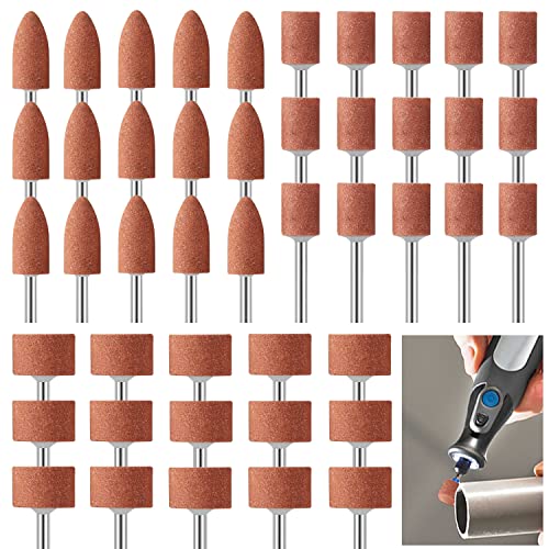Corundum Grinding Pen, 3 mm Shank, Mounted Grinding Arbor, 45 Pieces, Grinding Polishing Head, Grinding Attachments for Drill, Abrasive Grinding Pins for 1/8 Inch Shank for Sharpening, Sanding Polishing Accessories