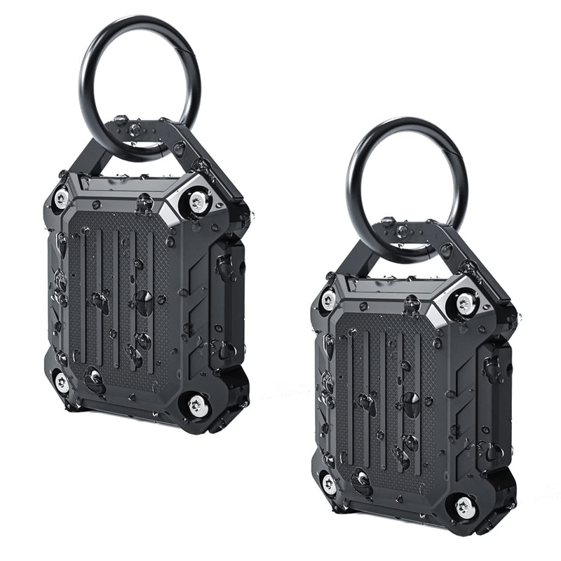 Dovick- Waterproof Airtag Keychain Holder Case,Screw Full Cover Compatible with Apple Air Tag Tracker Key Ring (Black 2Pack) Black 2pack
