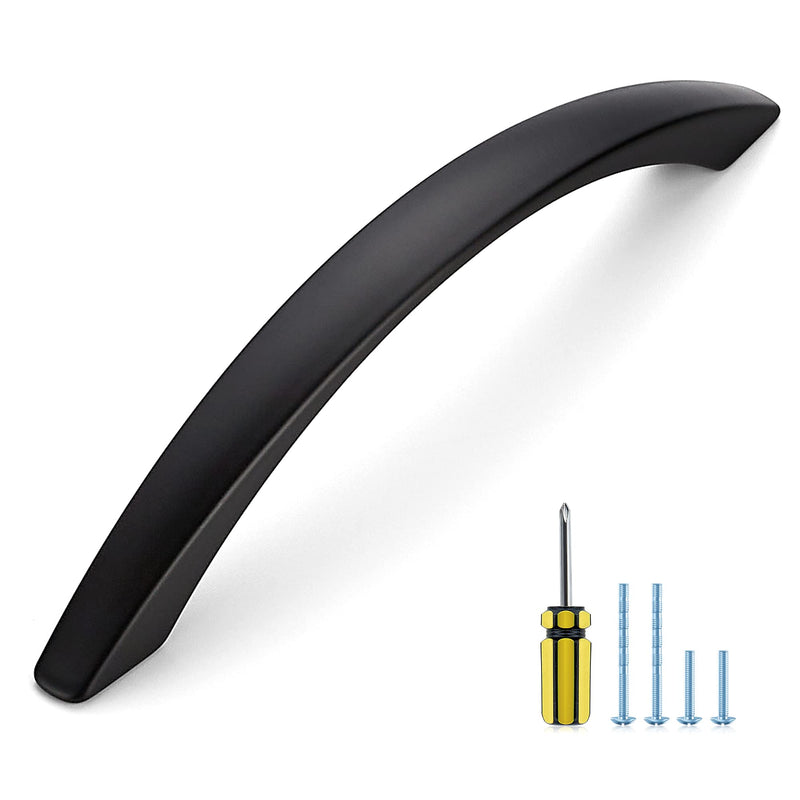 Ravinte 10 Pack Cabinet Pulls 5 Inch Matte Black Curved Drawer Pulls for Kitchen Cupboard Arch Pulls for Dresser Drawer Cabinet Hardware Come with Screwdriver 5 In Hole Center