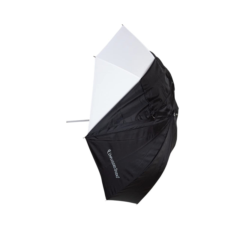 UNPLUGGED STUDIO 33" Convertible Umbrella – White Reflective/Shoot-Through with Satin Fabric and Fiberglass Ribs for Studio Flash and Speedlite Lighting - UN-053
