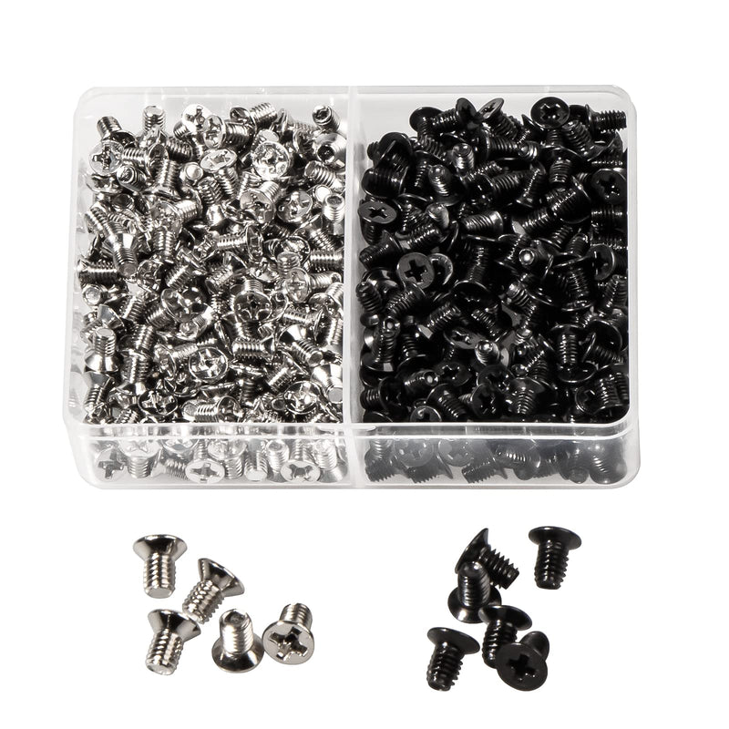 Computer PC Case Screws Hard Drive Screw M3 x 5mm Flat Head Screws Countersunk Phillips Head for 2.5" inch Hard Drive Disk HDD Screws (Black200+Silver200)