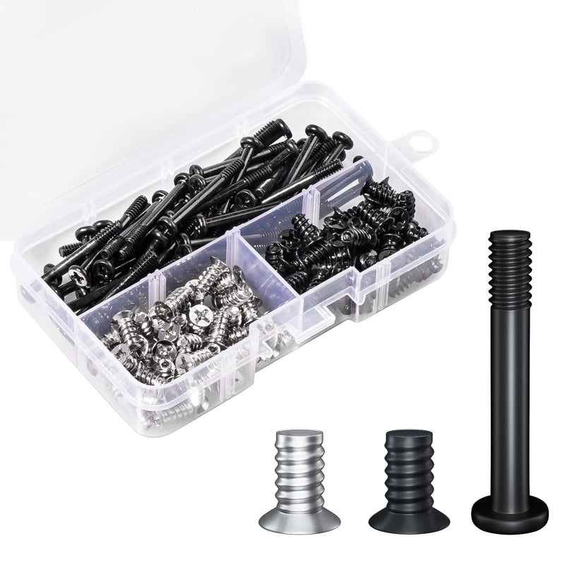 PC Computer Case Cooling Fan Screws Cross Recessed Head Self Tapping Screw M5x10 Black and Silver Case Fan Mount Screws Long Short Screws Kit