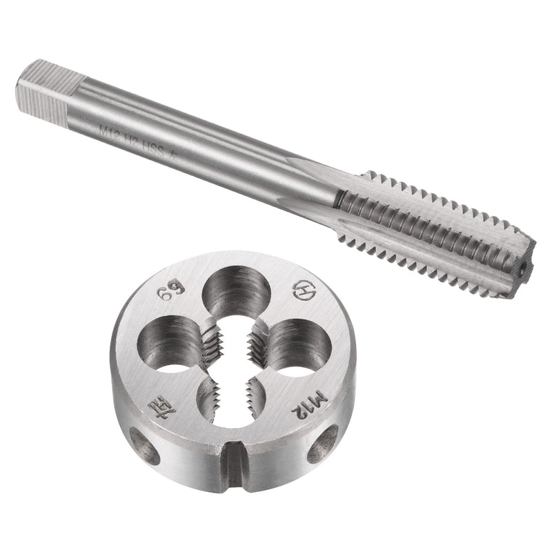 sourcing map Tap and Die Set M12 x 1.75 | Left-hand thread thread cutter set, thread cutting tool