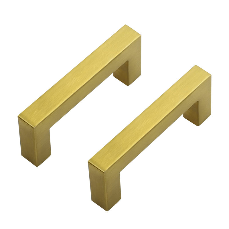 Ravinte 10 Pack Square Bar Kitchen Cabinet Handles Gold Cabinet Pulls Drawer Pulls with 3 Inch Hole Center Kitchen Cabinet Hardware