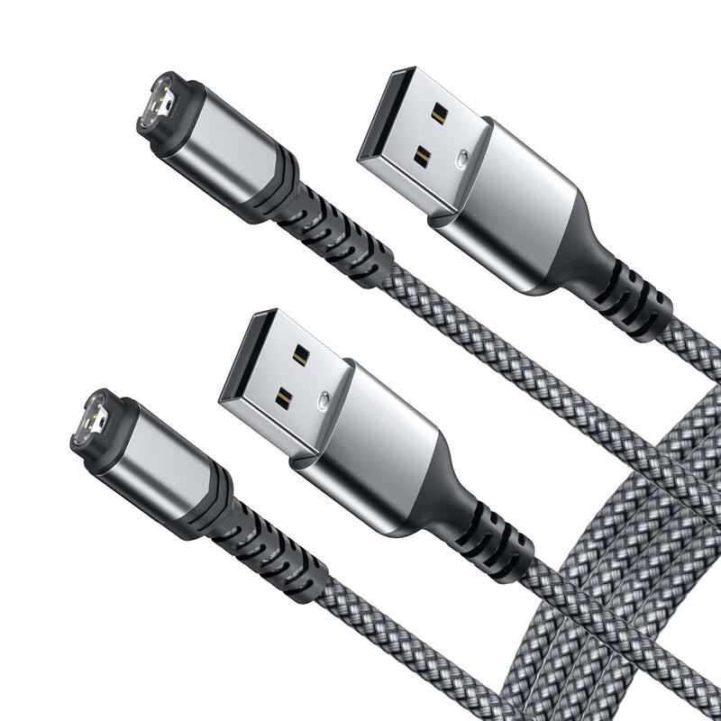 Itramax Garmin Watch Charger Cable 4FT 2Pack,Braided Garmin Fenix Charging Cord for Fenix 8 7 7X 7S 6 E Solar,Forerunner 965 955 265 255 245 165 55 45,Venu 3 SQ,Instinct,Vivoactive 5 4,Epix Pro,Tactix 4 ft Grey