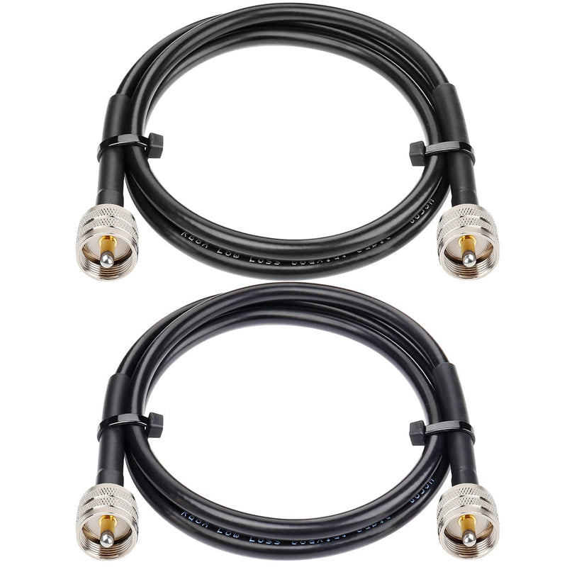RG8x Jumper Cable 3ft,2 Pack PL259 Jumper Cable,CB Coax Cable 50 Ohm,UHF PL259 Male to Male Low Loss CB Antenna Cable for CB Radio,HAM Radio, VHF Radio, SWR Meter, Antenna Analyzer