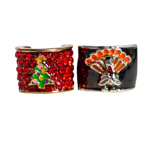 charMED Custom Stethoscope Charms - Set of 2 Charms (Turkey & Christmas Tree Combo) - Gifts for Nurses, Doctors, Veterinarians, Technicians, Surgeons & Healthcare Professionals - 0.5" Ring Charm Turkey & Christmas Tree Combo