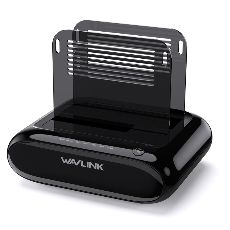 WAVLINK Dual Bay Hard Drive Docking Station - USB 3.0 to SATA I/II/III for 2.5" & 3.5" HDD/SSD with Fixed Bezel, Supports Offline Clone/Duplicator Function, Supports 2x20TB with UASP 6Gbps - Black