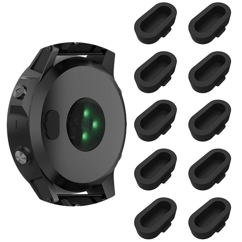 10 Pieces Charger Port Protector for Fenix 7/7S/7X 5/5S/5X Plus/6S 6 6X, Silicone Dust Plug Anti-dust Plugs Compatible for Garmin Venu 2/Vivoactive 3/4/Instinct 2/Forerunner 935/45S/245/945, Black