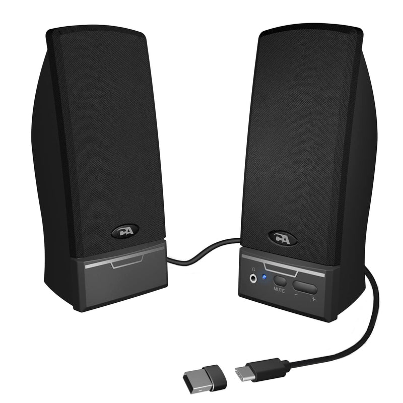 Cyber Acoustics USB 2.0 Speaker (CA-2014USB)  - USB Powered 2.0 Desktop Computer Speakers, USB-C or USB-A Compatible