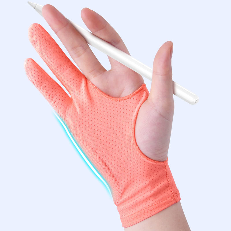 Artist Drawing Glove 3-Layer Palm Rejection [2 Pack] Right Left Hand Digital Art Graphic Tablet Gloves 2-pack Pink Gloves