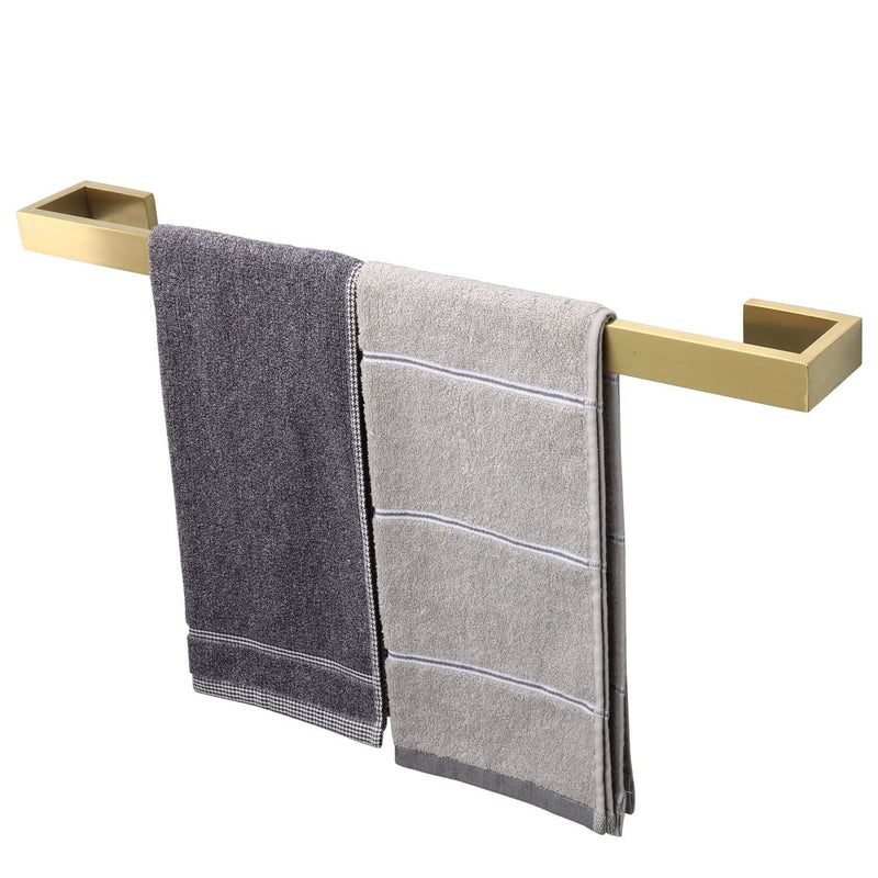 TocTen Bath Towel Rack - Square Base Thicken SUS304 Stainless Steel Towel Bar for Bathroom, Bathroom Bar Accessories Towel Rod Heavy Duty Wall Mounted Towel Holder (Brushed Gold, 24 Inch) Brushed Gold