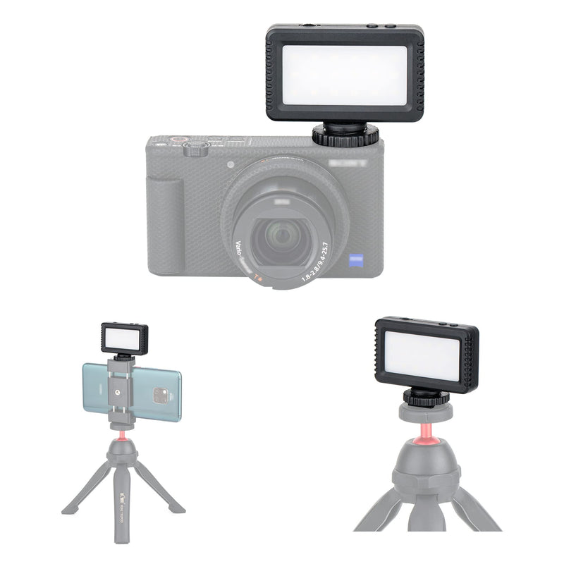 Kiwifotos Mini LED Video Light for Sony ZV-1F ZV1F ZV-1 II ZV1 ZV-E10 II ZVE10 Canon PowerShot V1 EOS R50 V & More Cameras, Flash Attachment Accessories for Vlog Shooting Record, Portable Rechargeable Black