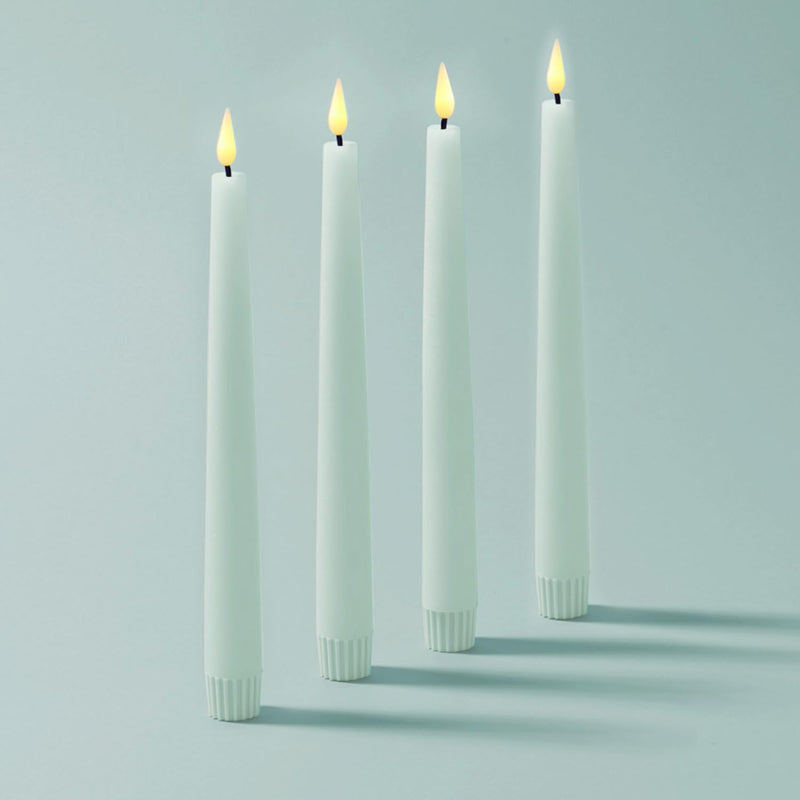 LampLust Flameless Taper Candles with Remote, 9 Inch, 4 Pack Pastel Blue Candlesticks, LED Candles Flickering Flameless Candles for Baby Shower Gender Reveal Decorations, Spring Home & Wedding Décor Pastel Blue - 4 Pack