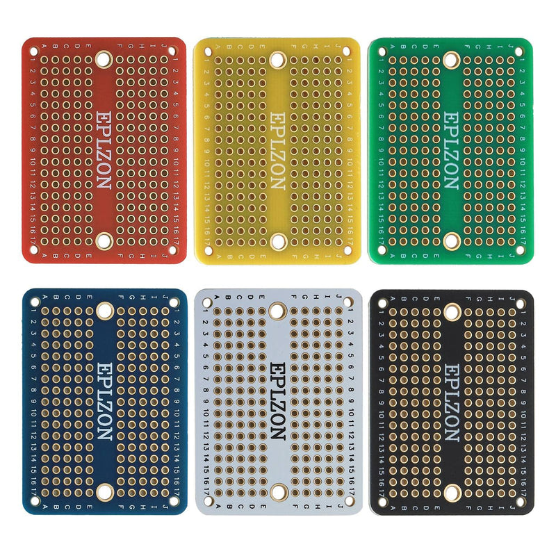 Prototype Board Solderable Breadboard Double-Sided PCB Circuit Board for Welding, DIY Electronic Items, Multicolored (Pack of 6) 6 Piece, Multicolored