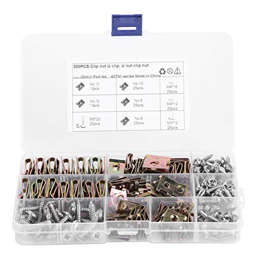 A2731 U Clip Screw Kit, 200Pcs M3-M5 Trim Fastener
