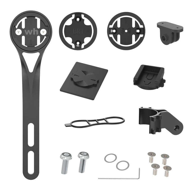 Bike Computer Mount - Out Front Cycling Computer Mount for Road Bikes Integrated Handlebar, Garmin Bike Mount Compatible with GPS Bike Computer,Wahoo,Bryton,Cateye,GoPro Full Range and Flashlight A Black