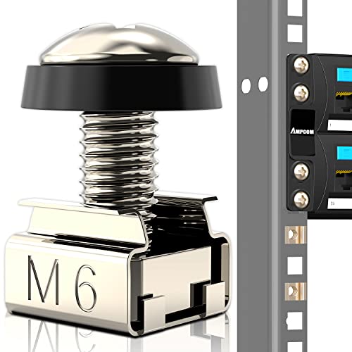 AMPCOM 100-Set M6×16mm Cage Nuts for Rack Mount Server Cabinet, Server, Router and Switch
