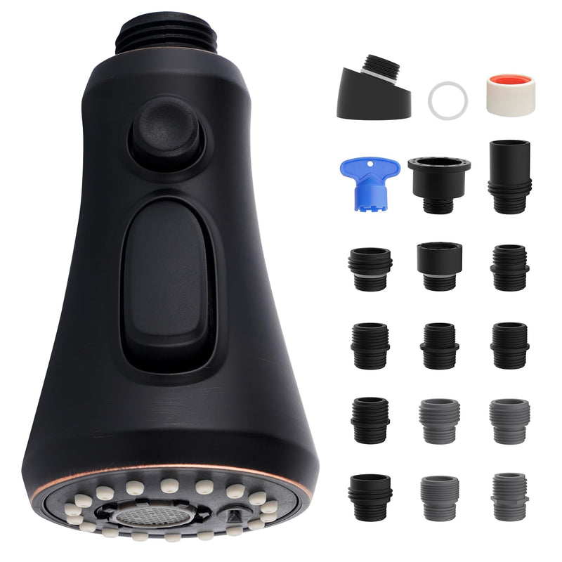 iFealClear Pull Down Kitchen Faucet Head Replacement - 3-Mode Sprayer Nozzle, Compatible with Moen, American Standard, Delta Faucets - Oil Rubbed Bronze Universal