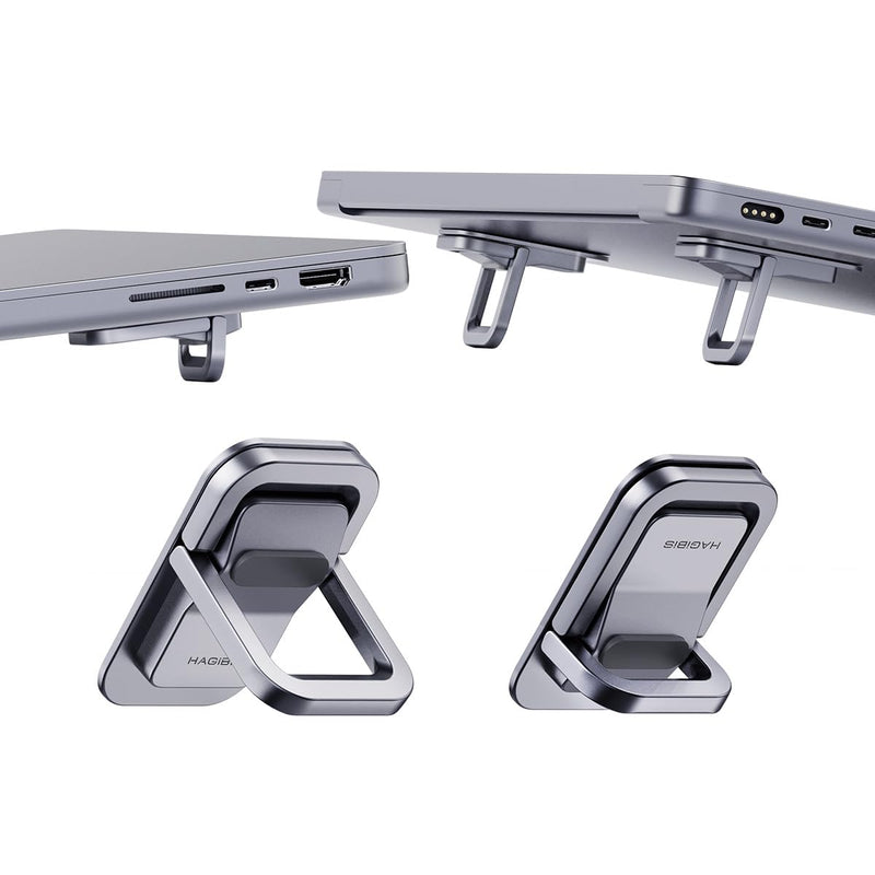 Hagibis Laptop Stand Adjustable Height for Desk, Portable Invisible Laptop Riser, Ergonomic Mount Keyboard Kickstands Aluminum Cooling Pad for MacBook Pro Air, Tablet Laptop (Grey) Grey