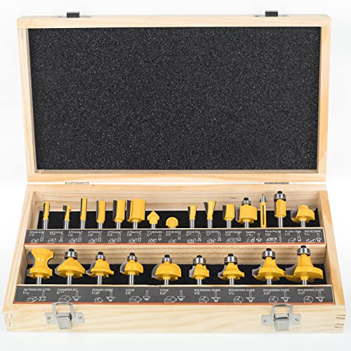 Router Bits Set 1/4 Inch Shank - BAIDETS Upgrade 24 Piece Router Bit Set Craftsman, 1/4" Tungsten Carbide Router Bits for Woodworking 24 Pcs, 1/4" Shank