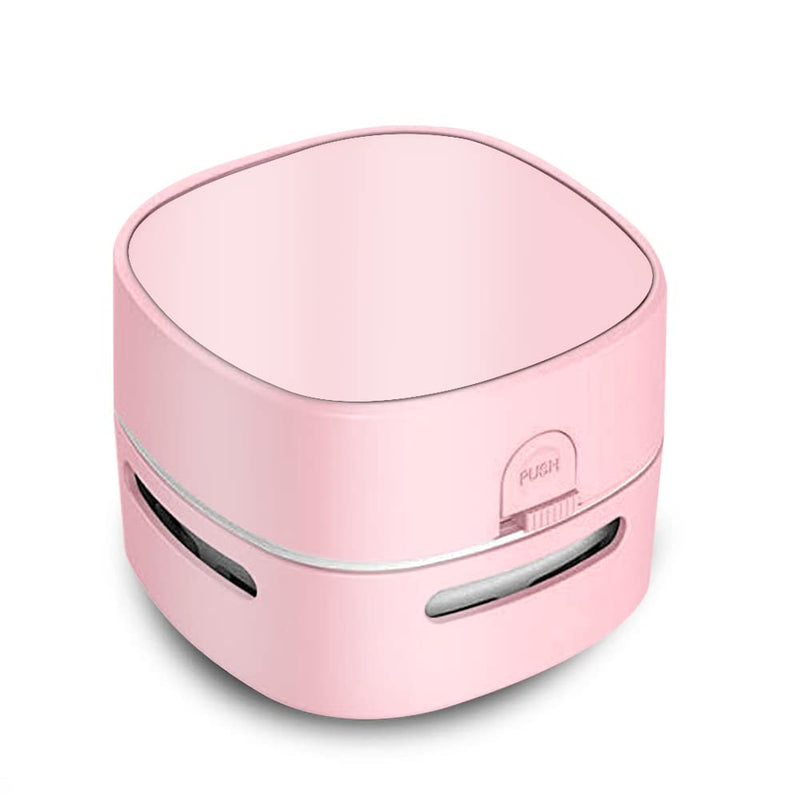 ODISTAR Desktop Vacuum Cleaner, Mini Table dust Sweeper Energy Saving,High Endurance up to 400 mins,360º Rotatable Design for Keyboard/Home/School/Office (Pink) Pink AA Battery