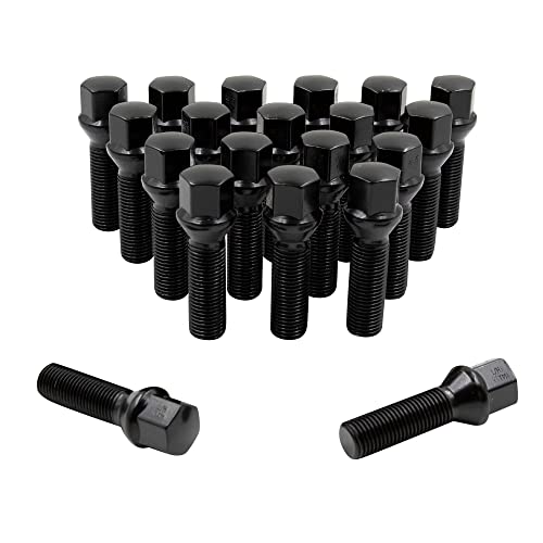 Wheel Accessories Parts 20 Pcs M14 x 1.50 Thread Acorn Seat Lug Bolt Black Finish 30mm Shank Length 17mm Hex fits Land Rover Range Rover ｜ Volvo S60 S90 XC40 XC60 XC70 XC90 ｜ Older BMW Hex Black Factory Length 30mm