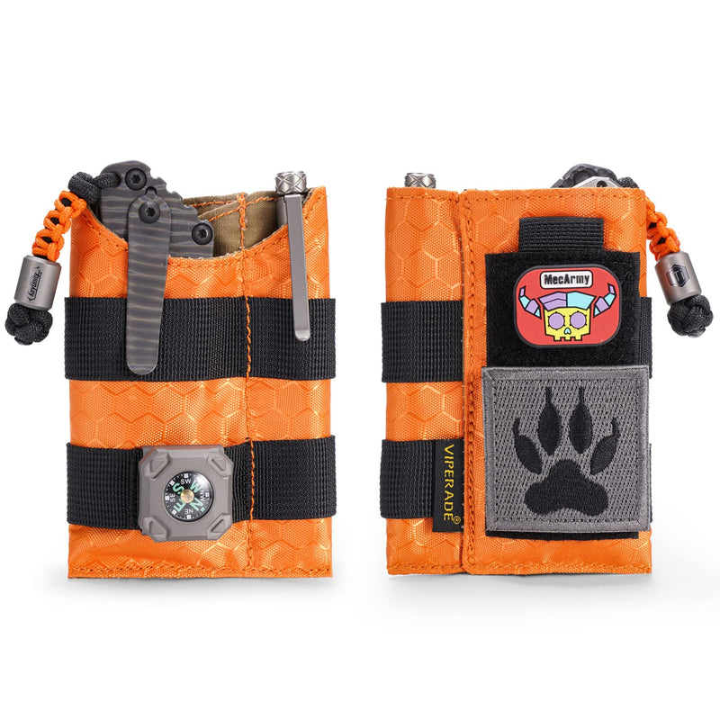 VIPERADE VE9 EDC Pocket Organizer Tool Pouch, Multitool Sheath with Patch Area for DIY, EDC Pocket Pouch with 3 Slip Pockets for Men Outdoor Activity Daily Carry Orange-Nylon