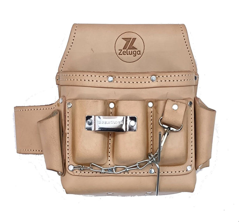 Zeluga 6 Pocket Leather Electrician Tool Pouch Natural