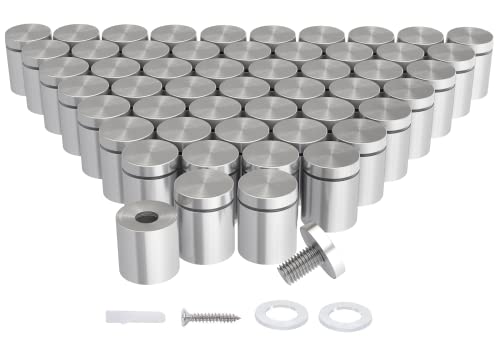 LuckIn 50 Pcs Stainless Steel Standoff Screws 1 in. Dia x 1 in. L, Silver 1x1inch