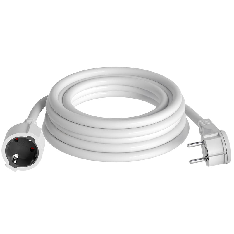 hb-digital 5 m Power Extension Cable with Angled Flat Plug CEE 7/7 to Protective Contact Coupling CEE 7/3 - H05VV-F 3 x 1.5 mm² - IP22 - White
