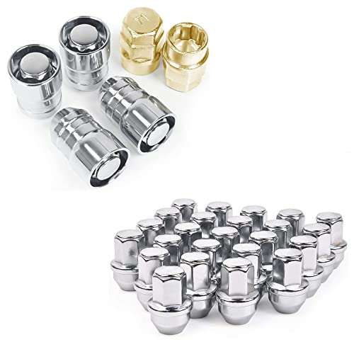 MIKKUPPA 14x1.5 Wheel Locking Lug Nuts and 4pcs M14x1.5 One-Piece Chrome OEM