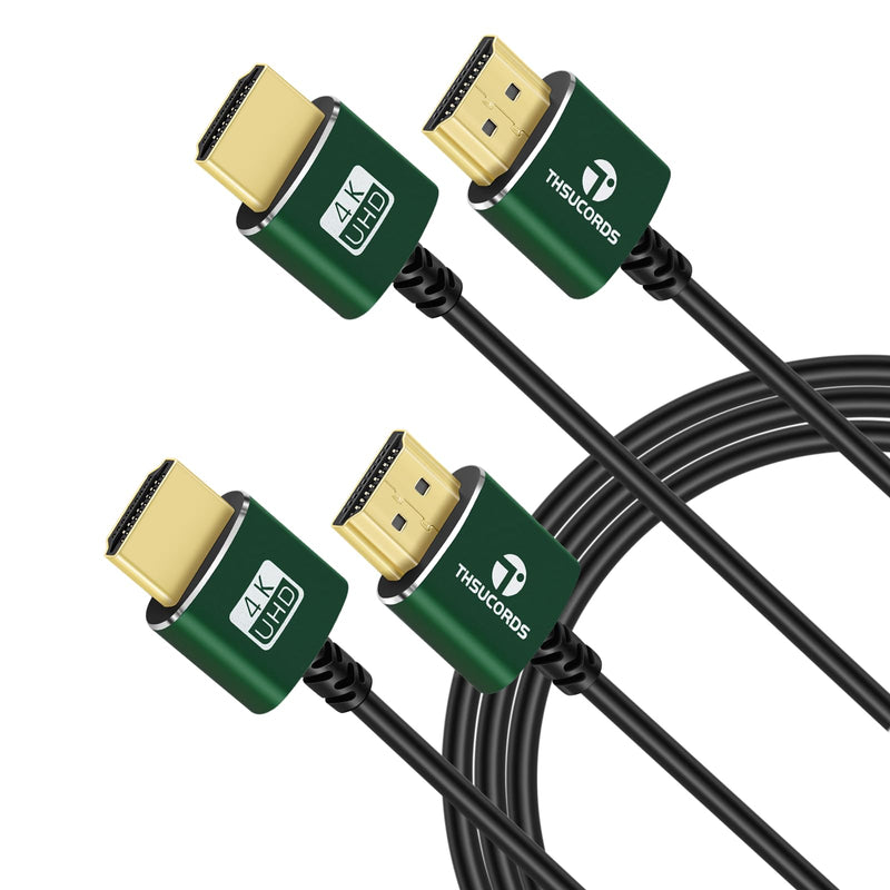 Thsucords Thin HDMI to HDMI Cable 25FT 2 Pack, Ultra Slim & Flexible HDMI Cord Supports High Speed 4K@60Hz 18gbps 2160p 1080p 2-Pack