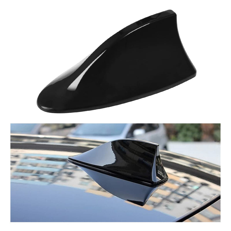 Shark Fin Antenna Cover for Car, Automotive Top Roof Aerials AM/FM Radio Signal Base, Vehicle Shark Fin Shape Cover with Adhesive Tape, Car Accessories Universal for Most Sedan, SUV, Van (Black) Black