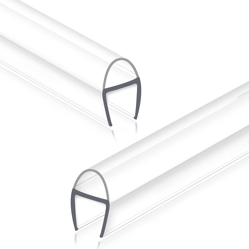 Frameless Shower Door Seal for 3/8" Thick Glass, 2 Pack x 78" U Glass Shower Door Side Seal Strip Bottom Seal Door Sweep, Ultra-Clear Polycarbonate, Stop Shower Leaks Create a Water Barrier 2PCS x 78" for 3/8" U (For Side of Sliding door)
