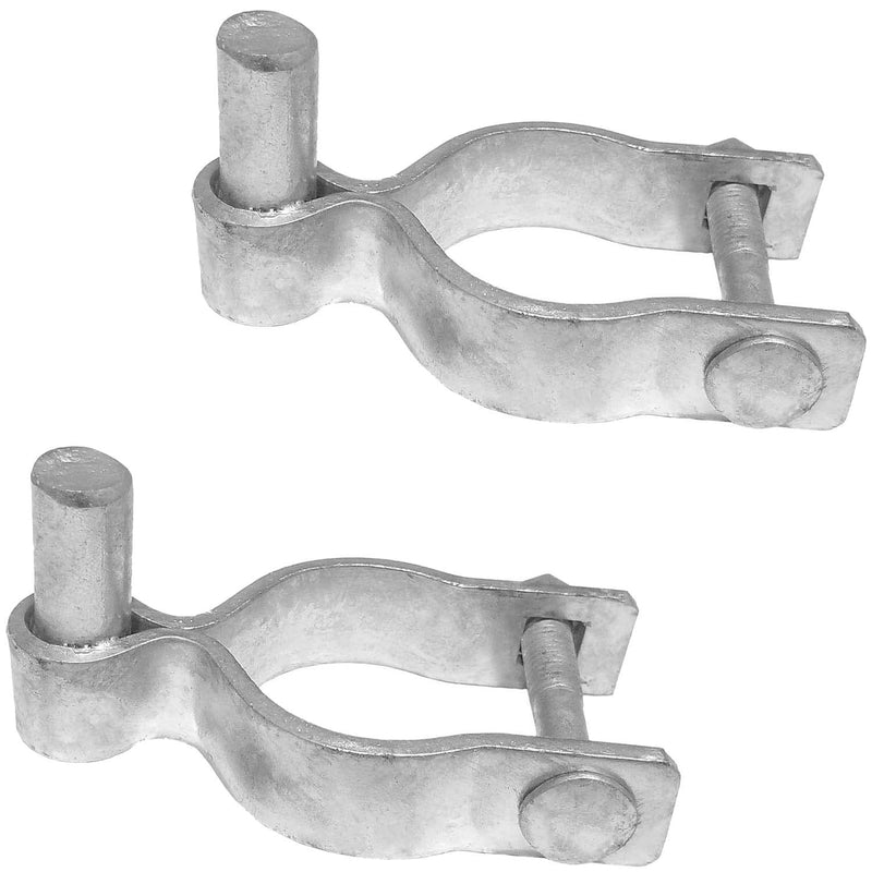 2-3/8" Chain Link Fence Gate Post Hinge - Use for 2-3/8" Outside Diameter Post/Pipe - Galvanized Chain Link Post Gate Hinge - Nut/Bolt Included for Hinge - 2 Pack 2-3/8" - 2 Pack