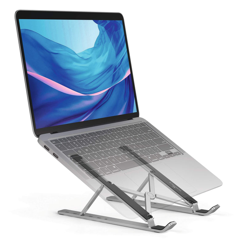Durable Laptop Stand for Laptops & Tablets - Foldable & Height Adjustable - Includes Travel Bag - Silver Aluminum Laptop Mount, for Laptops and Tablets up to 15"